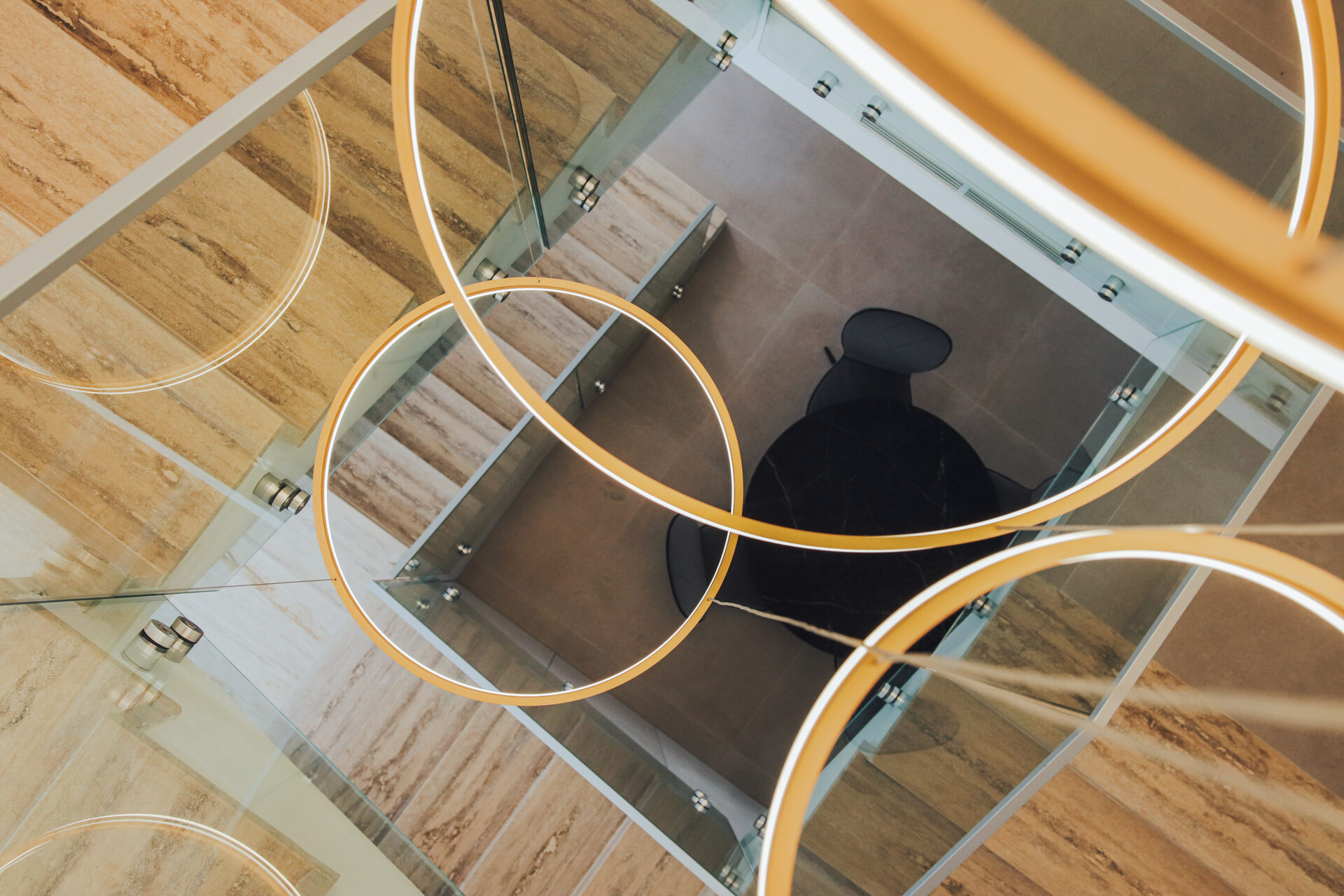 Gold ring chandelier detail